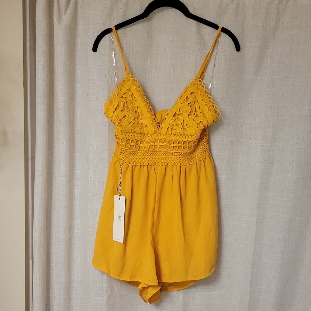NWT Mustard Yellow Lace Romper